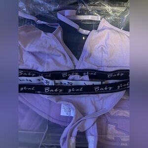 Lavender Ribbed Bralette with Black Band